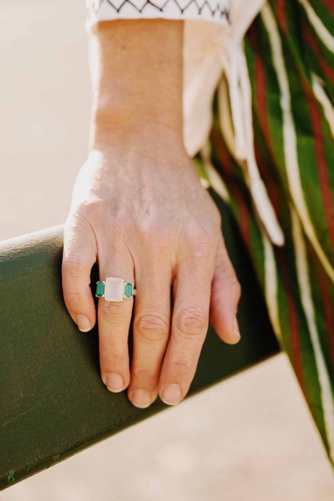 Bague argent Ayaat QUARTZ ROSE EMERAUDE