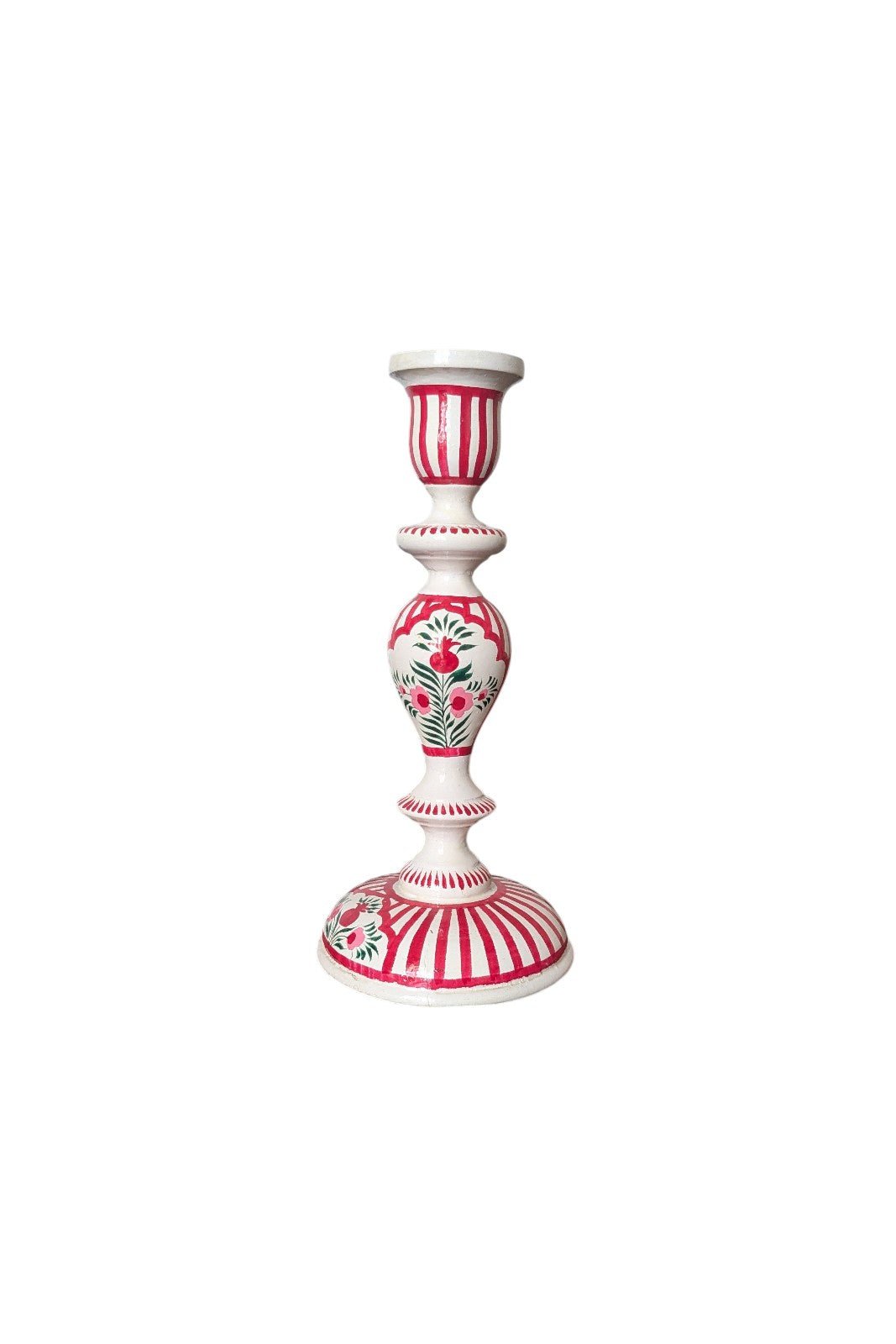 Bougeoir en bois Srinagar STRIPES ROUGE
