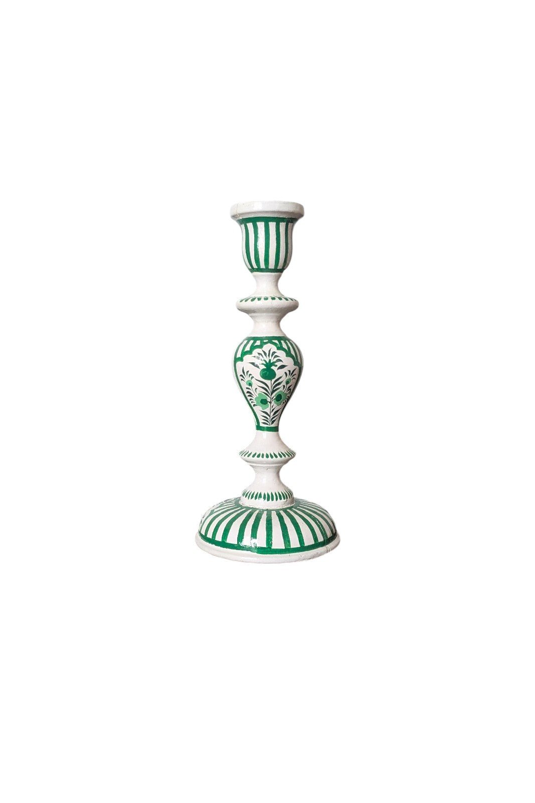 Bougeoir en bois Srinagar STRIPES VERT