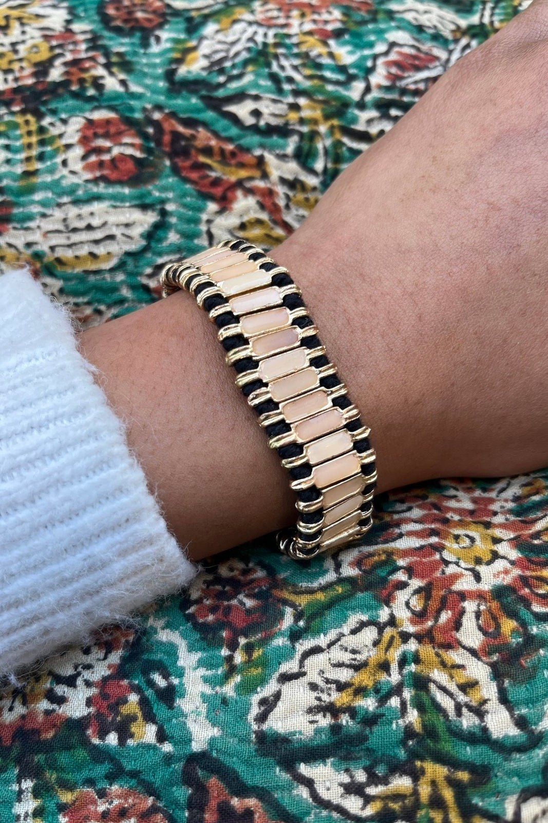 Bracelet Deva NOIR EMAILLE BEIGE