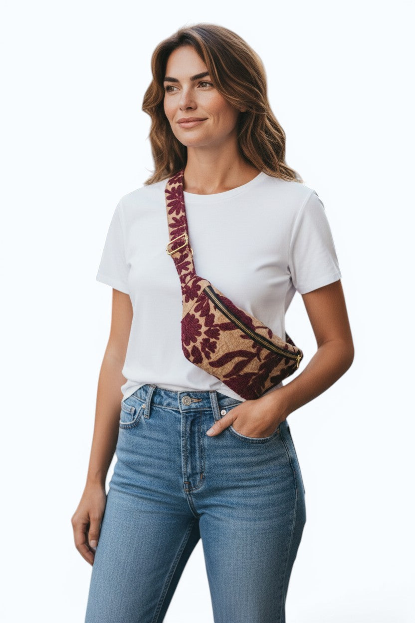 Banane Bengale Suzani BEIGE BORDEAUX
