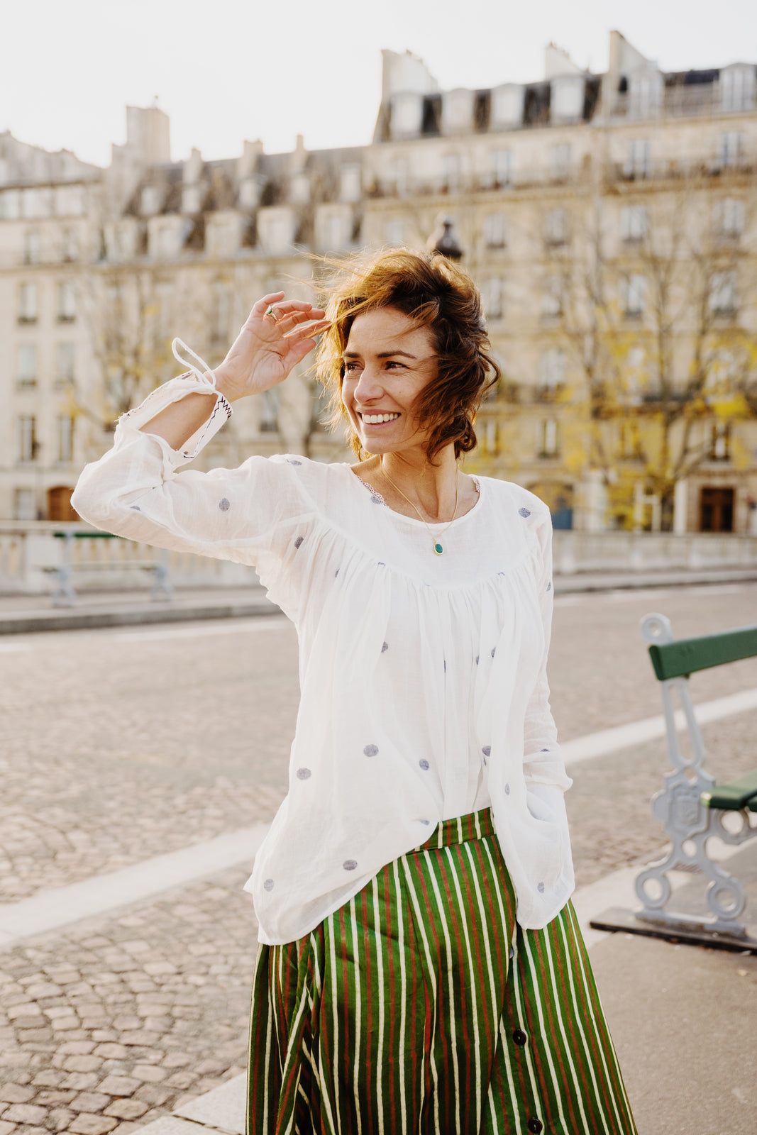 Blouse Jamdani BLANC TU