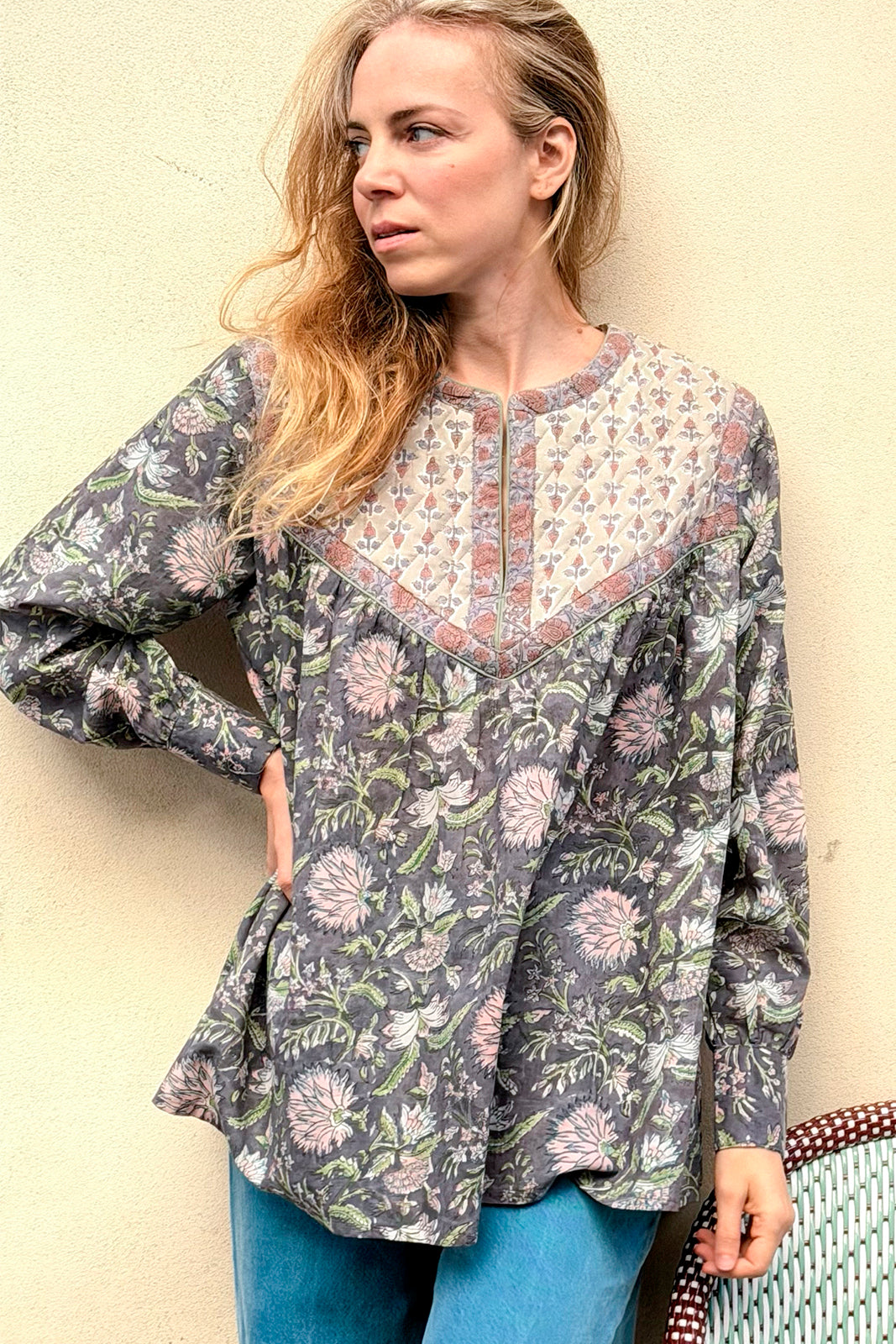blouse yoke coton indien