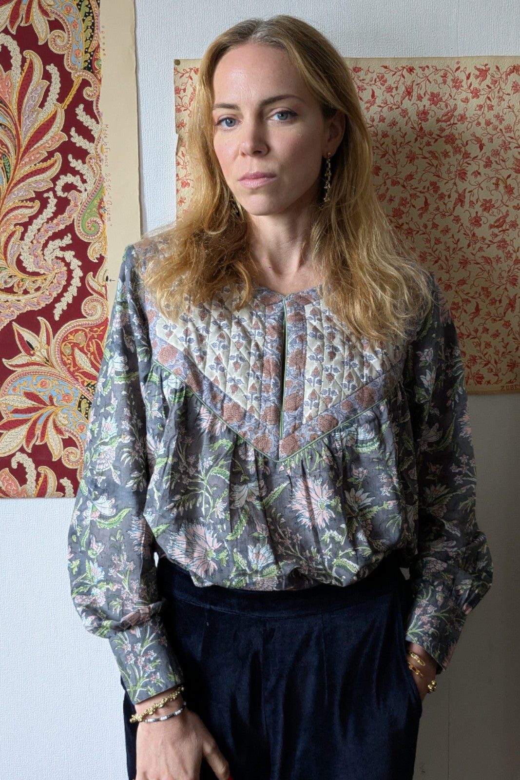 blouse yoke coton indien