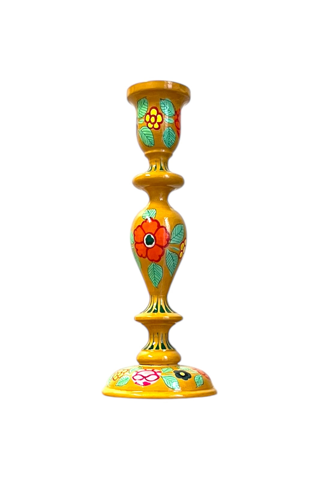 Bougeoir en bois Srinagar PHOOL JAUNE