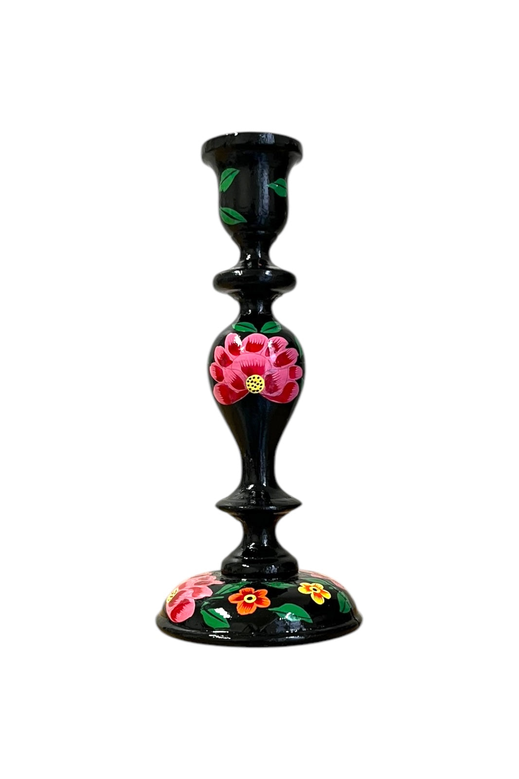 Bougeoir en bois Srinagar PHOOL NOIR