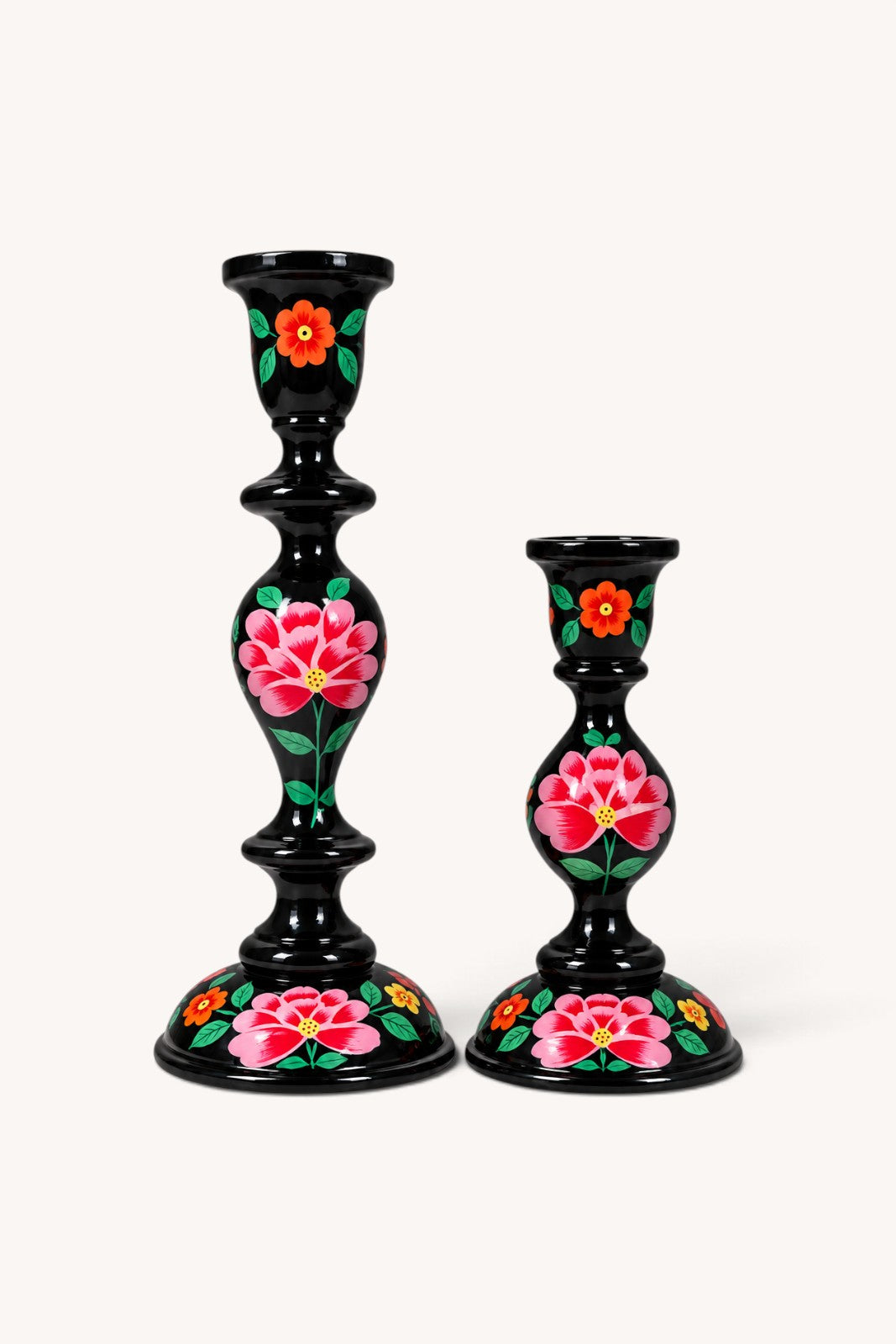 Bougeoir en bois Srinagar PHOOL NOIR
