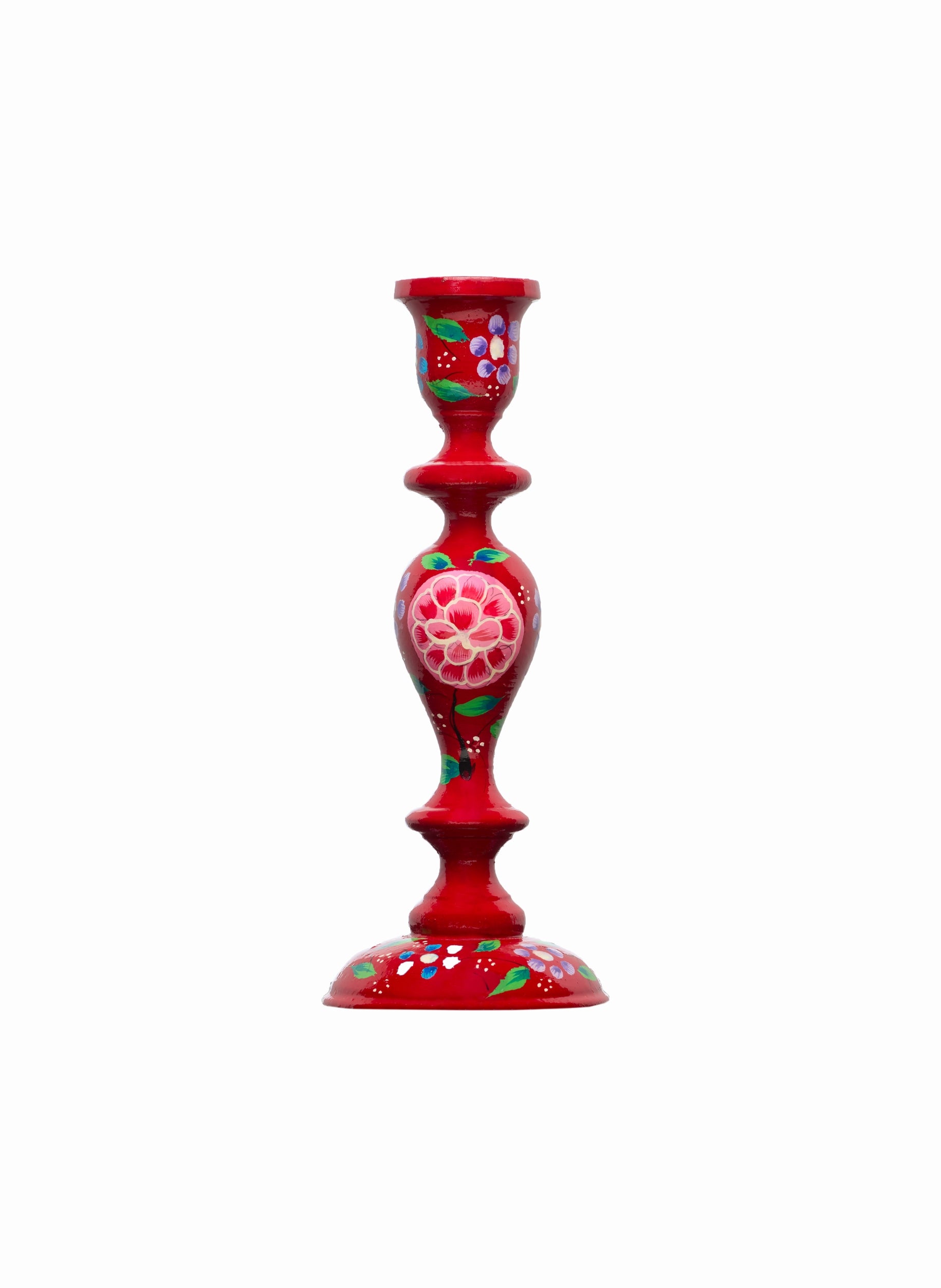 Bougeoir en bois Srinagar PHOOL ROUGE