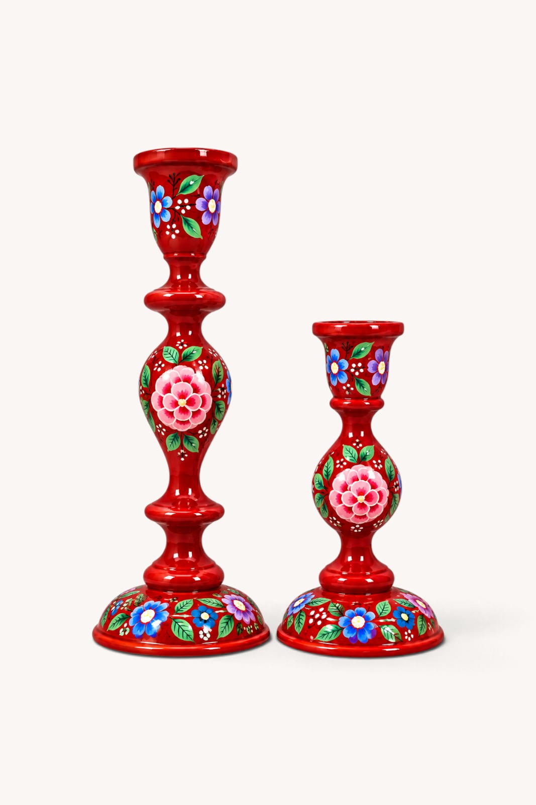 Bougeoir en bois Srinagar PHOOL ROUGE