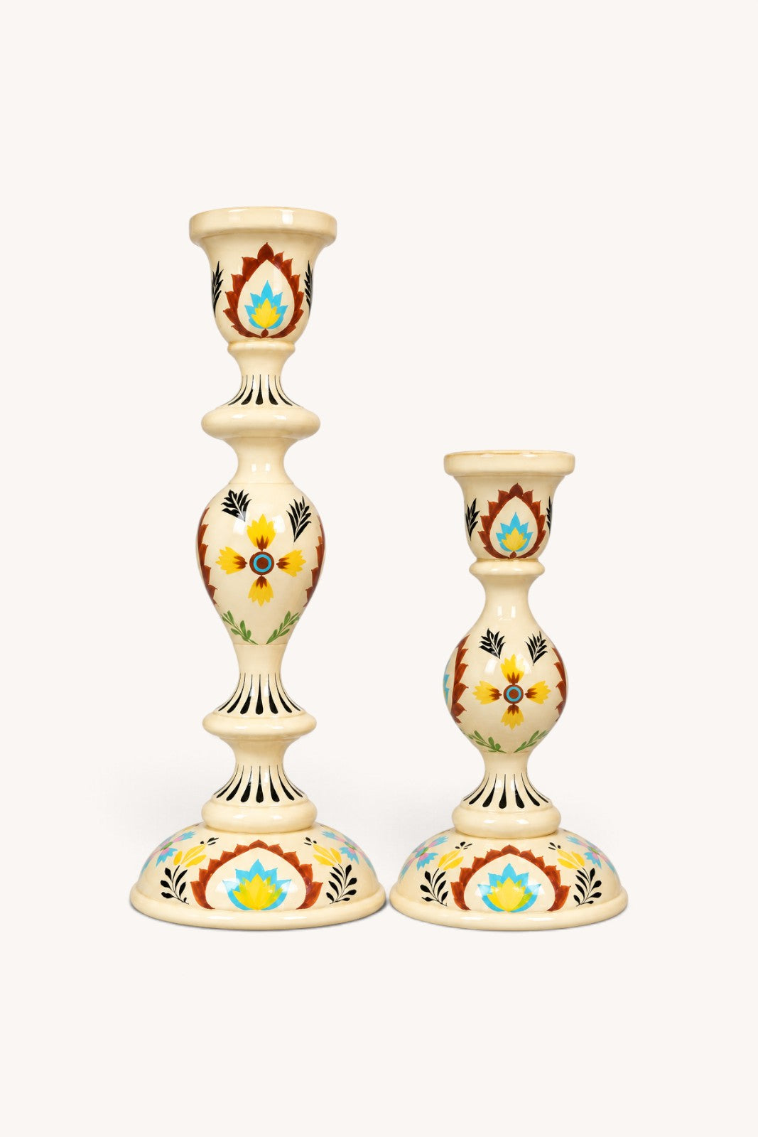 Bougeoir en bois Srinagar SUZANI CREME
