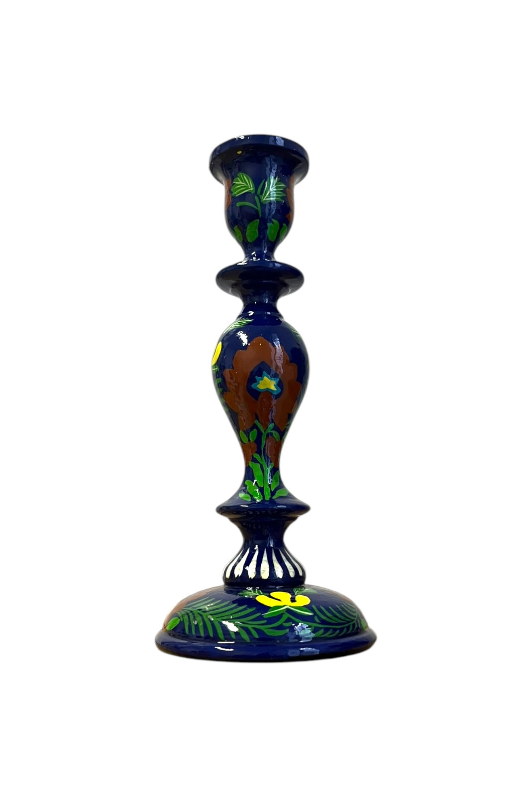 Bougeoir en bois Srinagar SUZANI NAVY