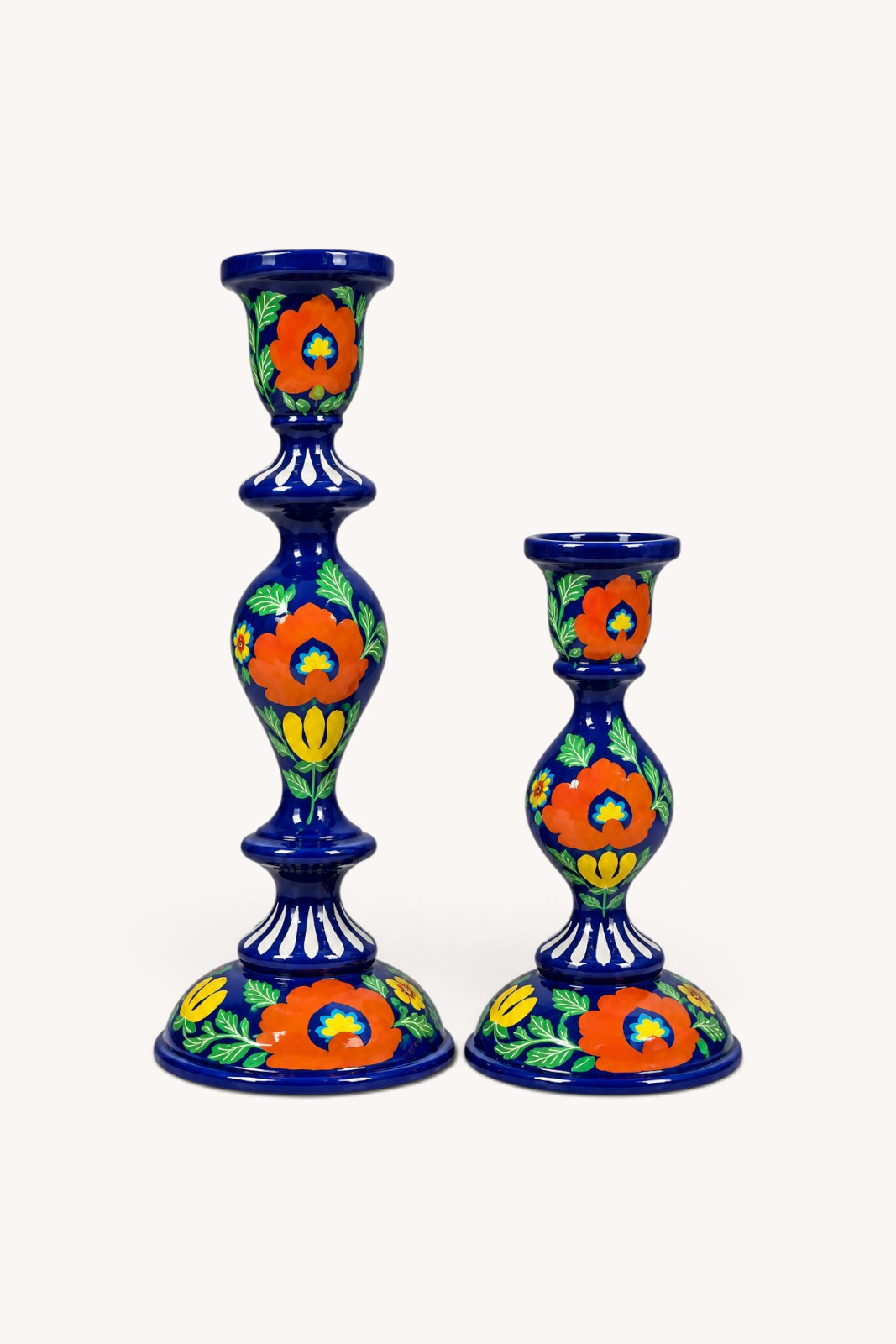 Bougeoir en bois Srinagar SUZANI NAVY