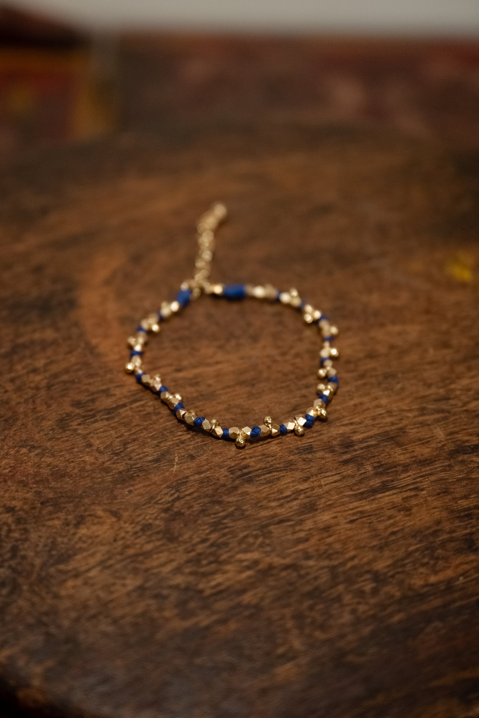 bracelet amber laiton et fil de coton
