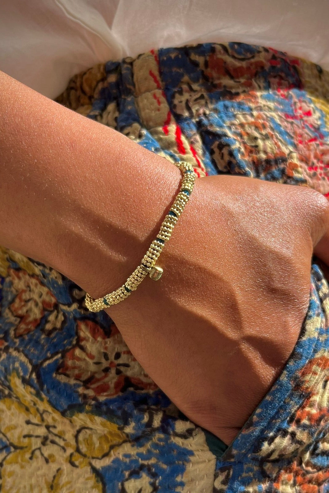 bracelet chamack laiton et fil de coton