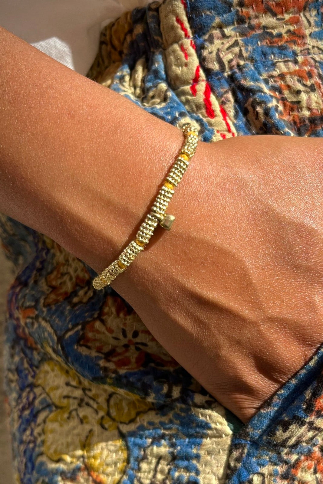 bracelet chamack laiton et fil de coton