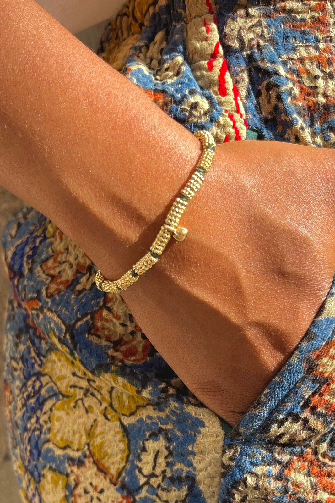 bracelet chamack laiton et fil de coton