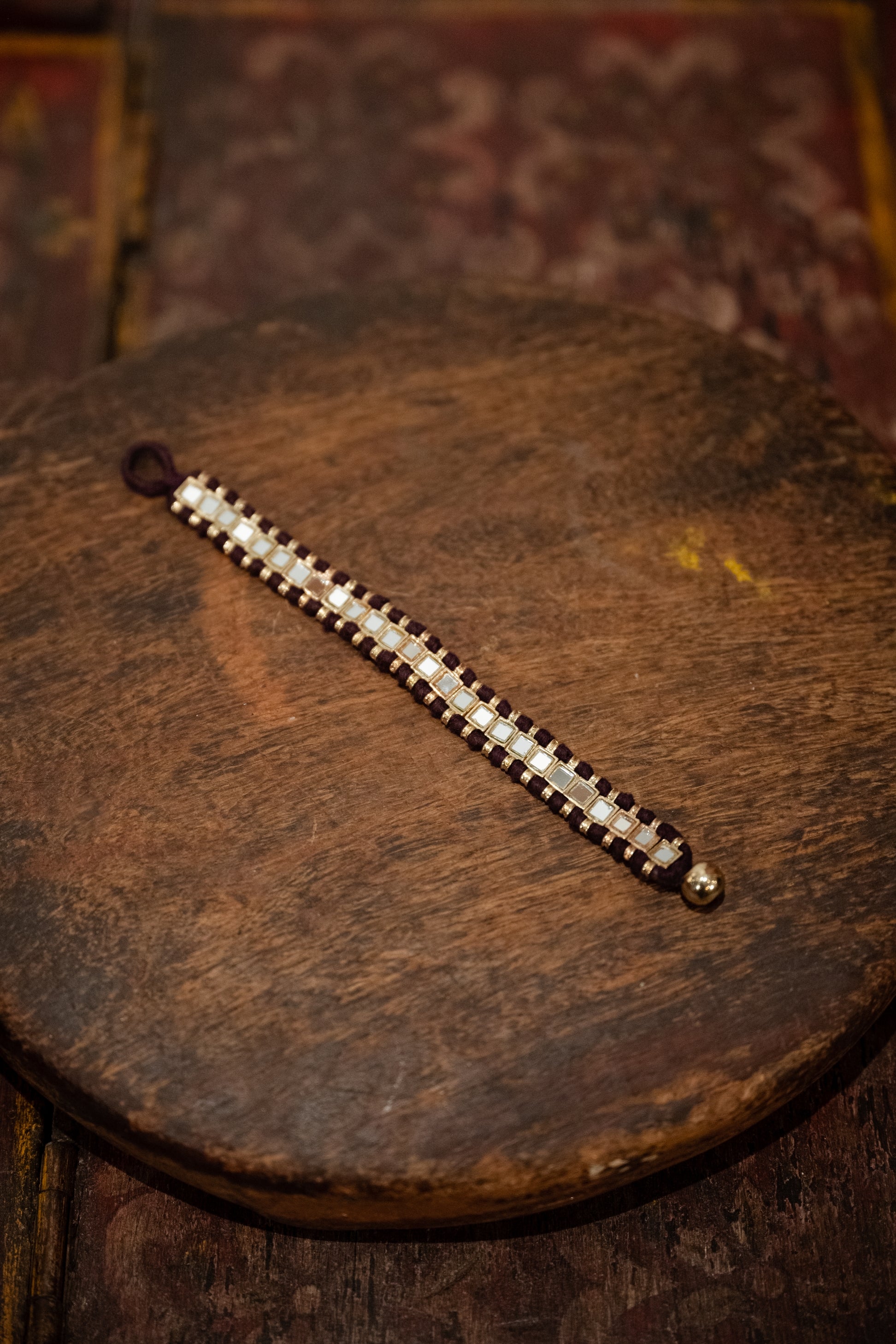 bracelet gujarat miroir laiton et fil de coton