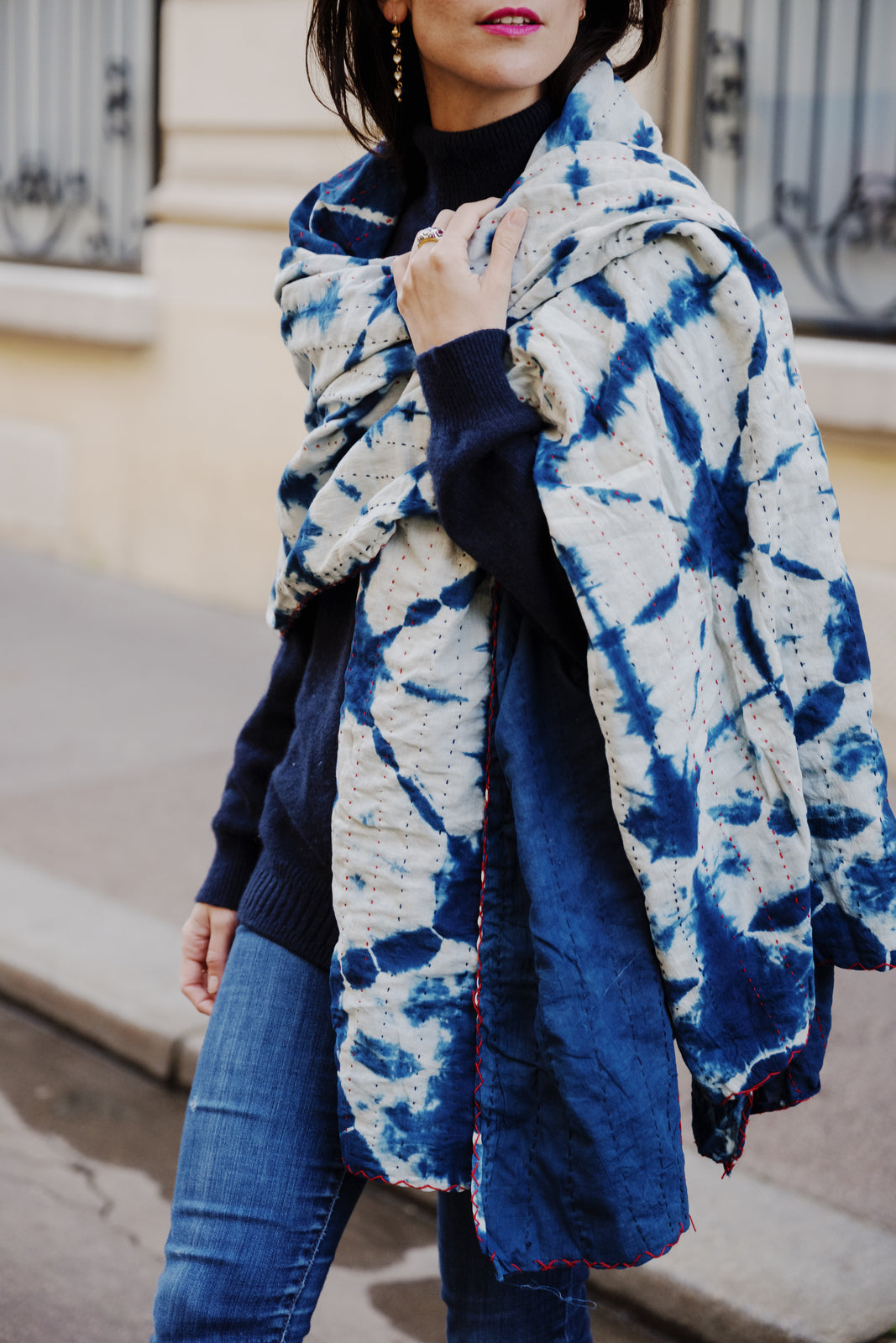 chale indigo coton coton