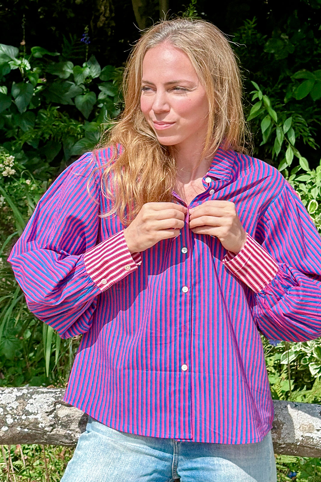 CHEMISE STRIPES ROSE