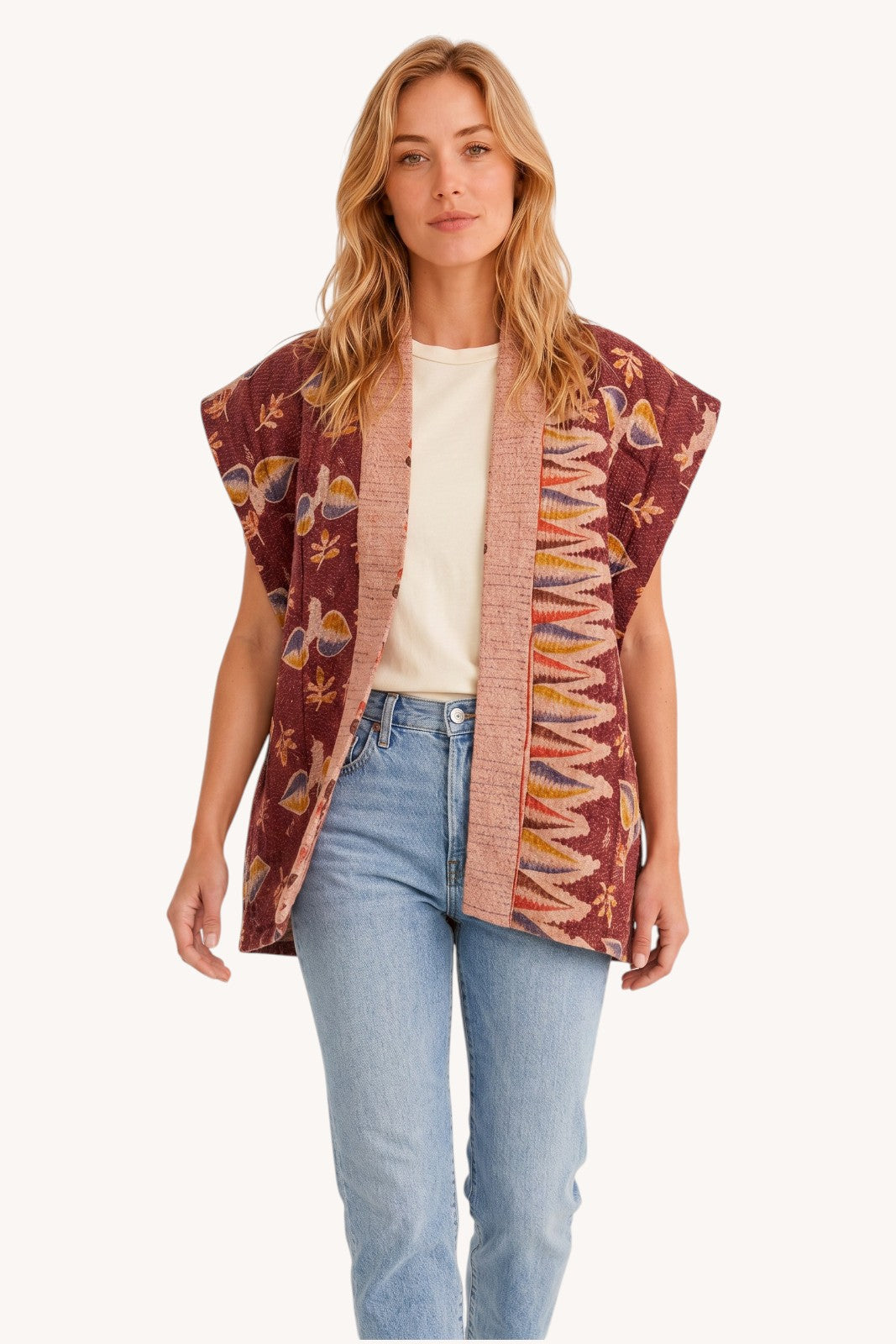 Gilet Daada Kantha ROSE