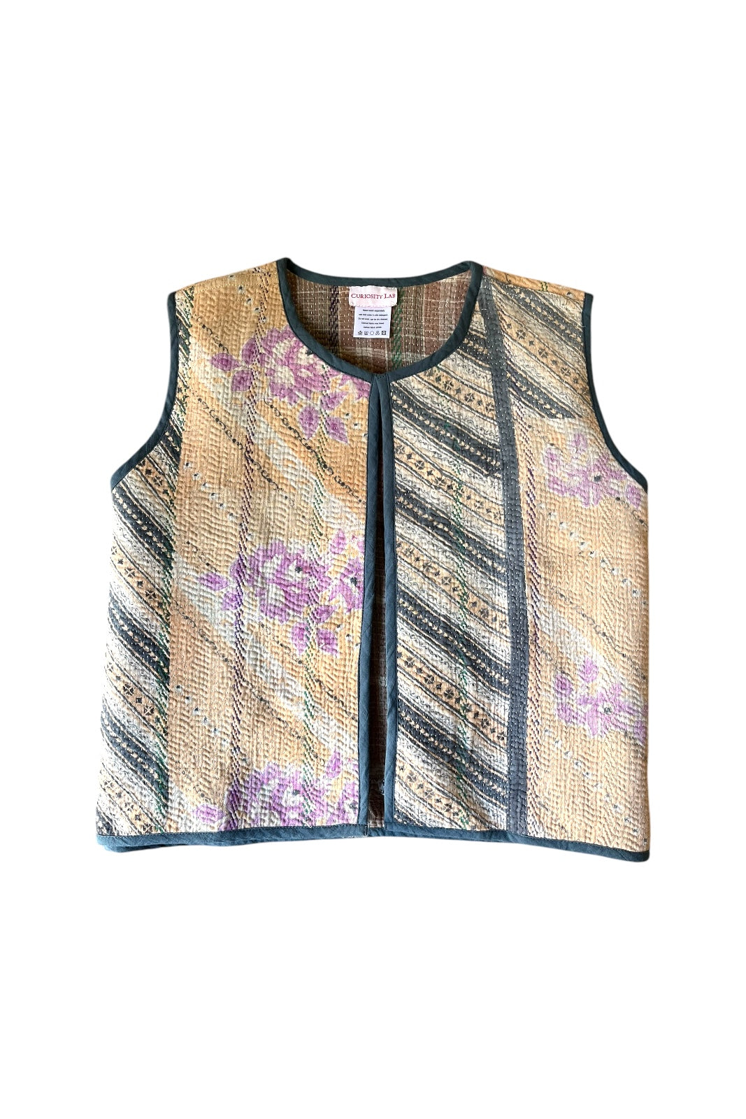 Gilet Réversible Calcutta COURT FLORAL OCRE