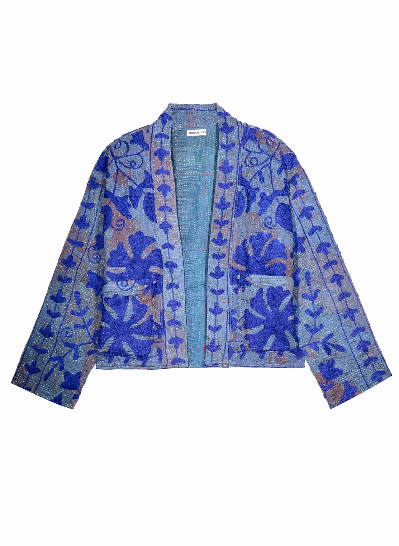 Kimono Kantha Brodé BLEU