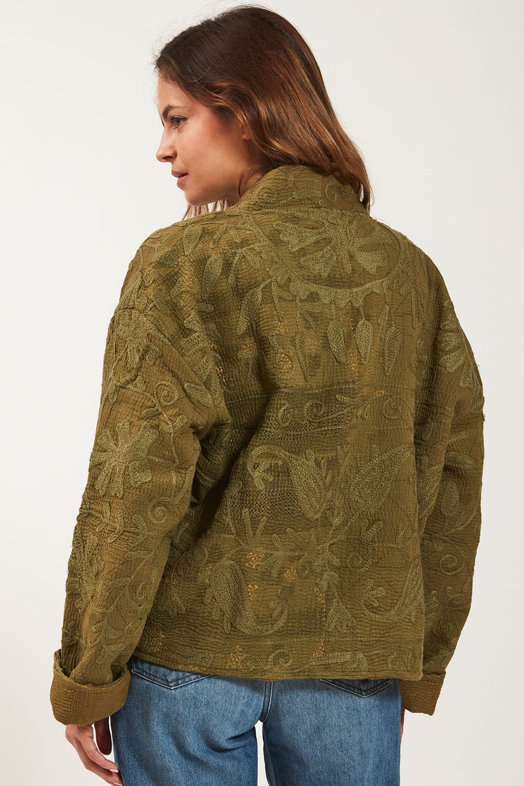 Kimono Kantha Brodé KAKI