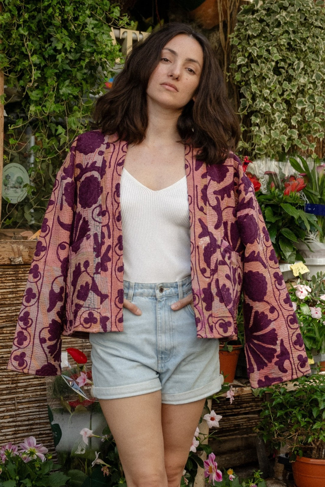 Kimono Kantha Brodé ROSE