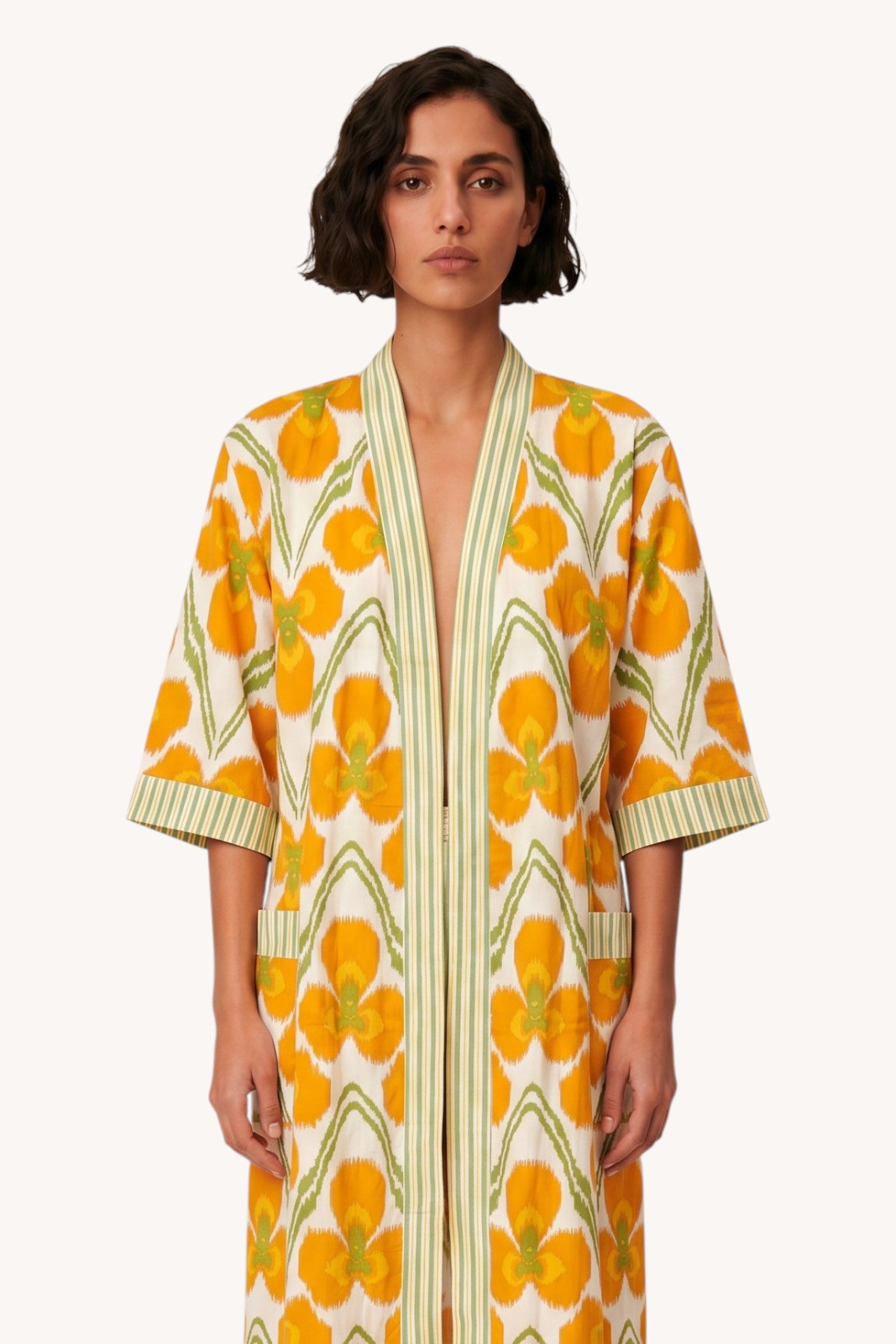 Kimono Long Bhopal IKAT MOUTARDE