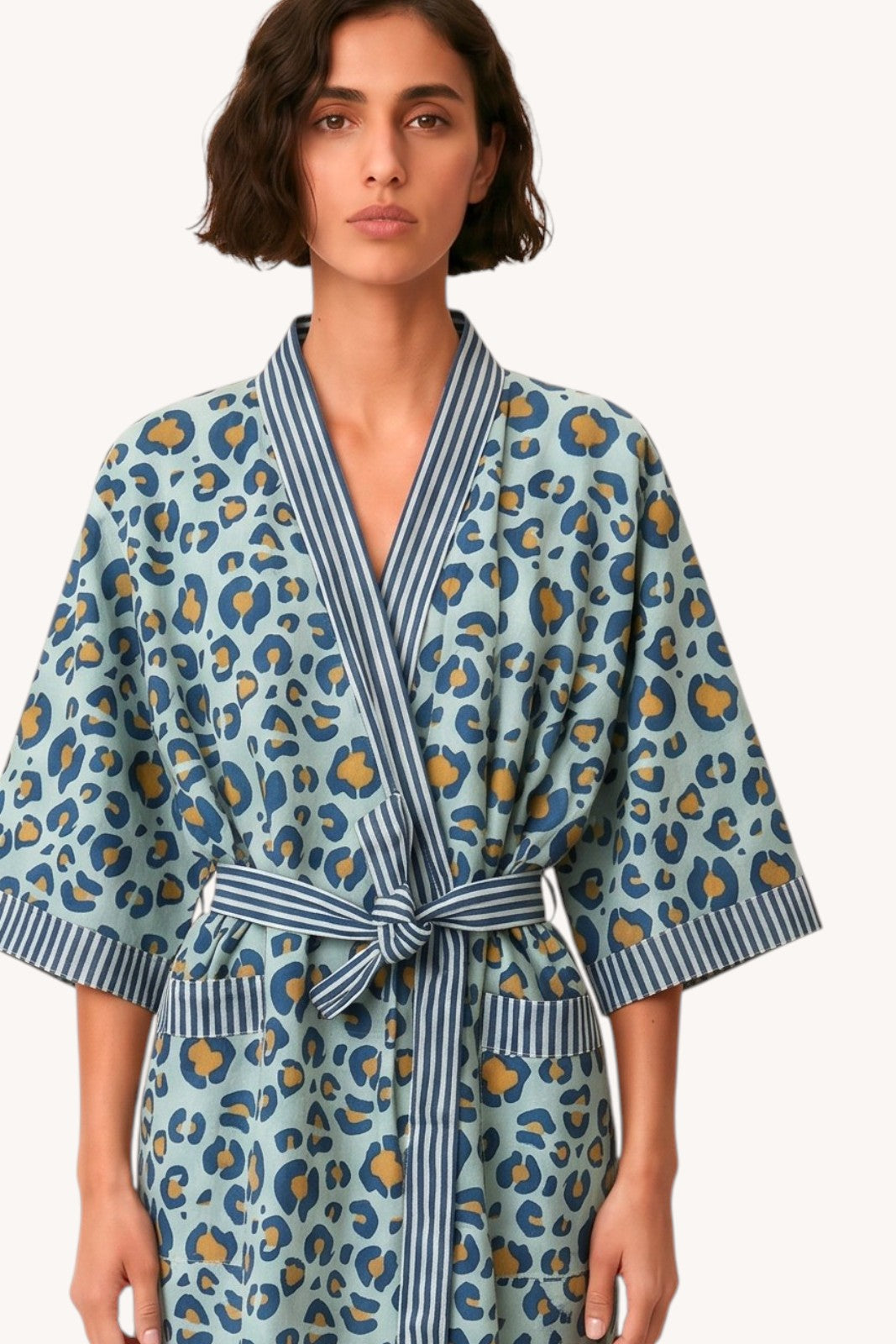 Kimono Long Bhopal LEOPARD NAVY