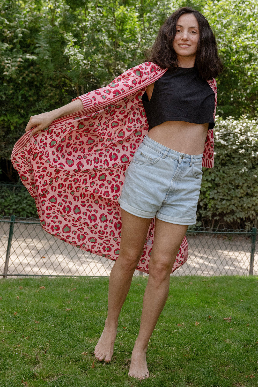 Kimono Long Bhopal LEOPARD ROSE