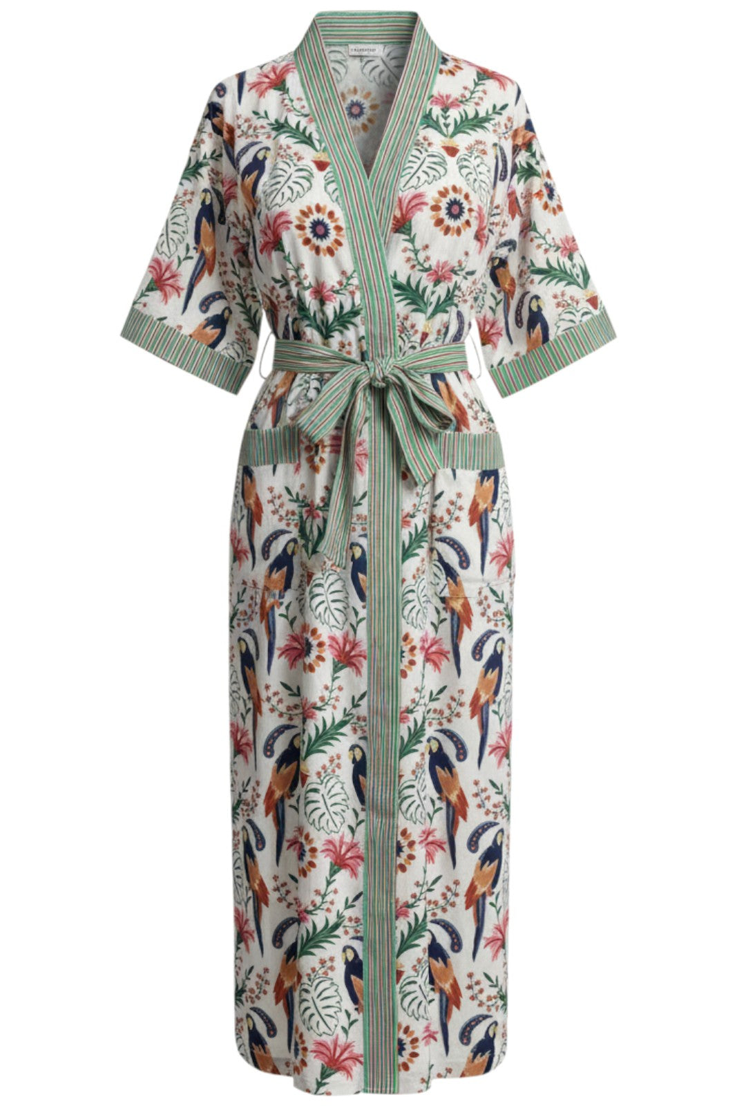 Kimono Long Mandu PARROT WHITE