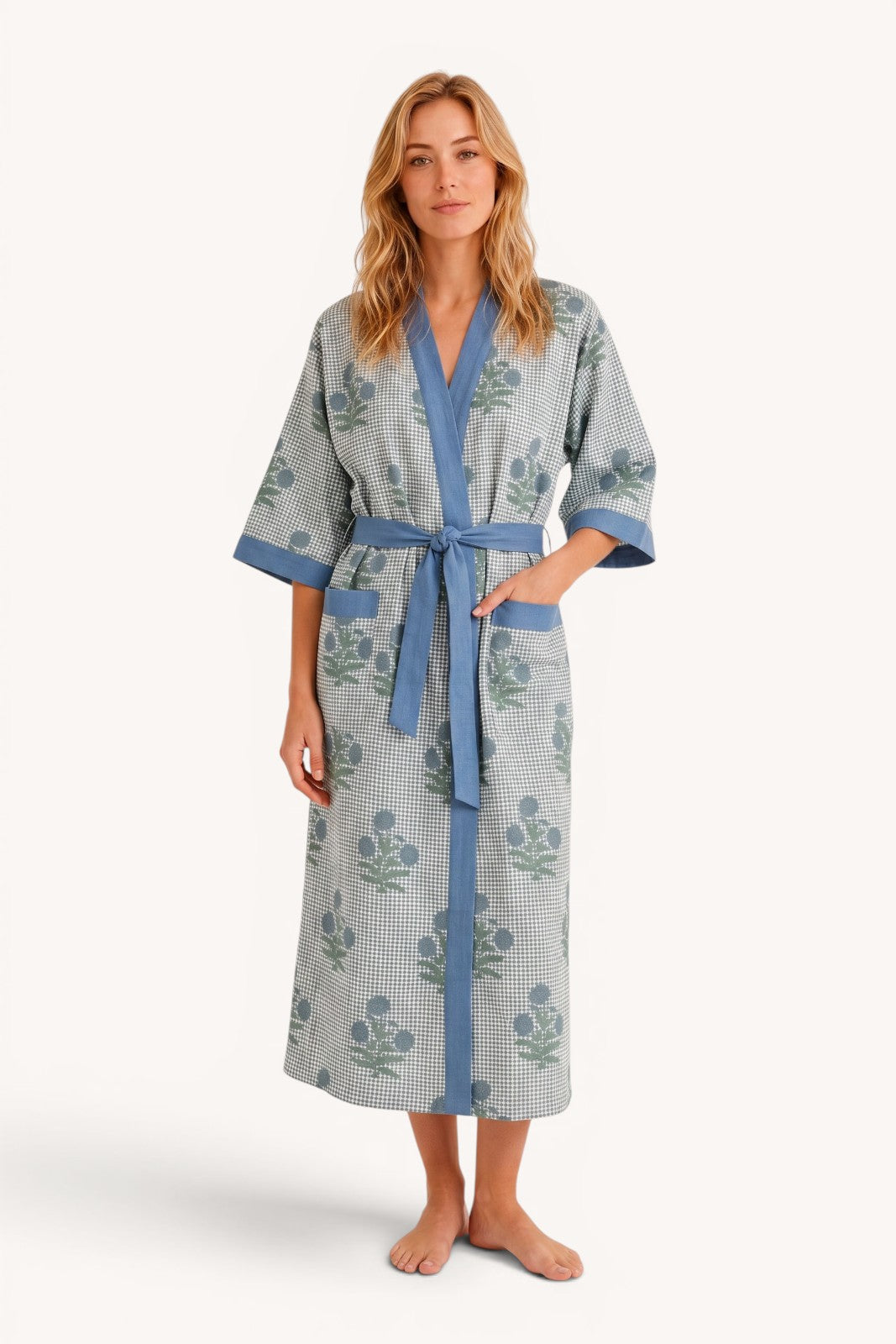 Kimono Long Bhopal POPPIES VERT