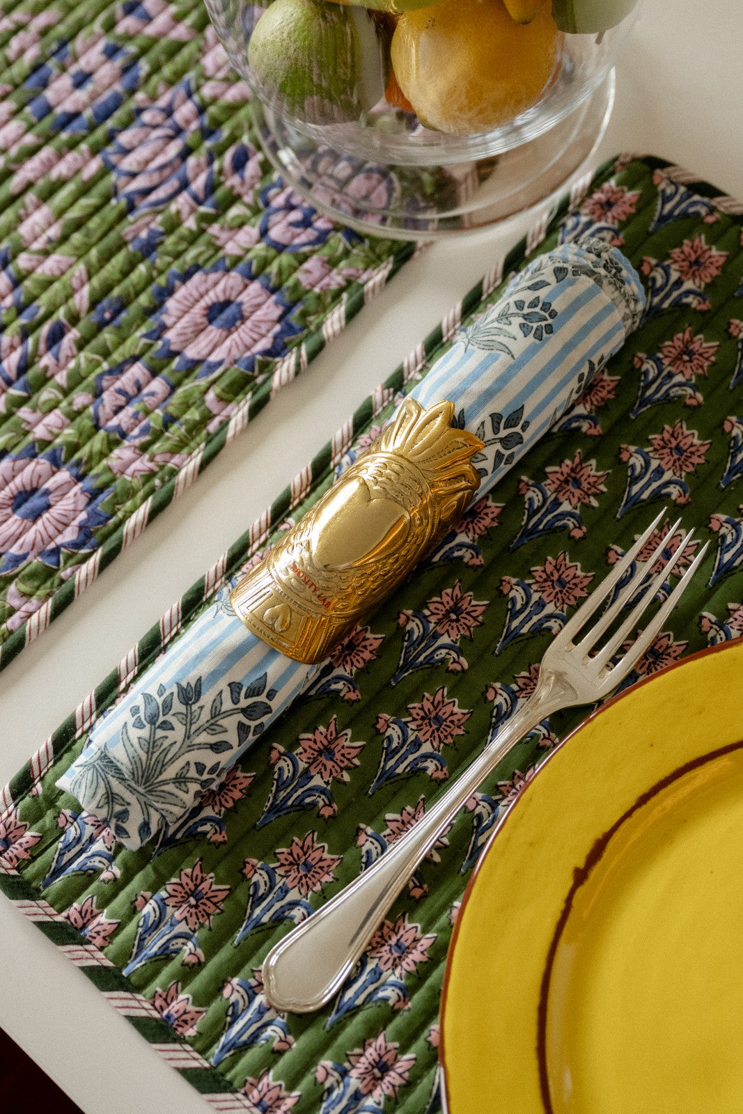 Lot de 4 serviettes de table LYS BLEU