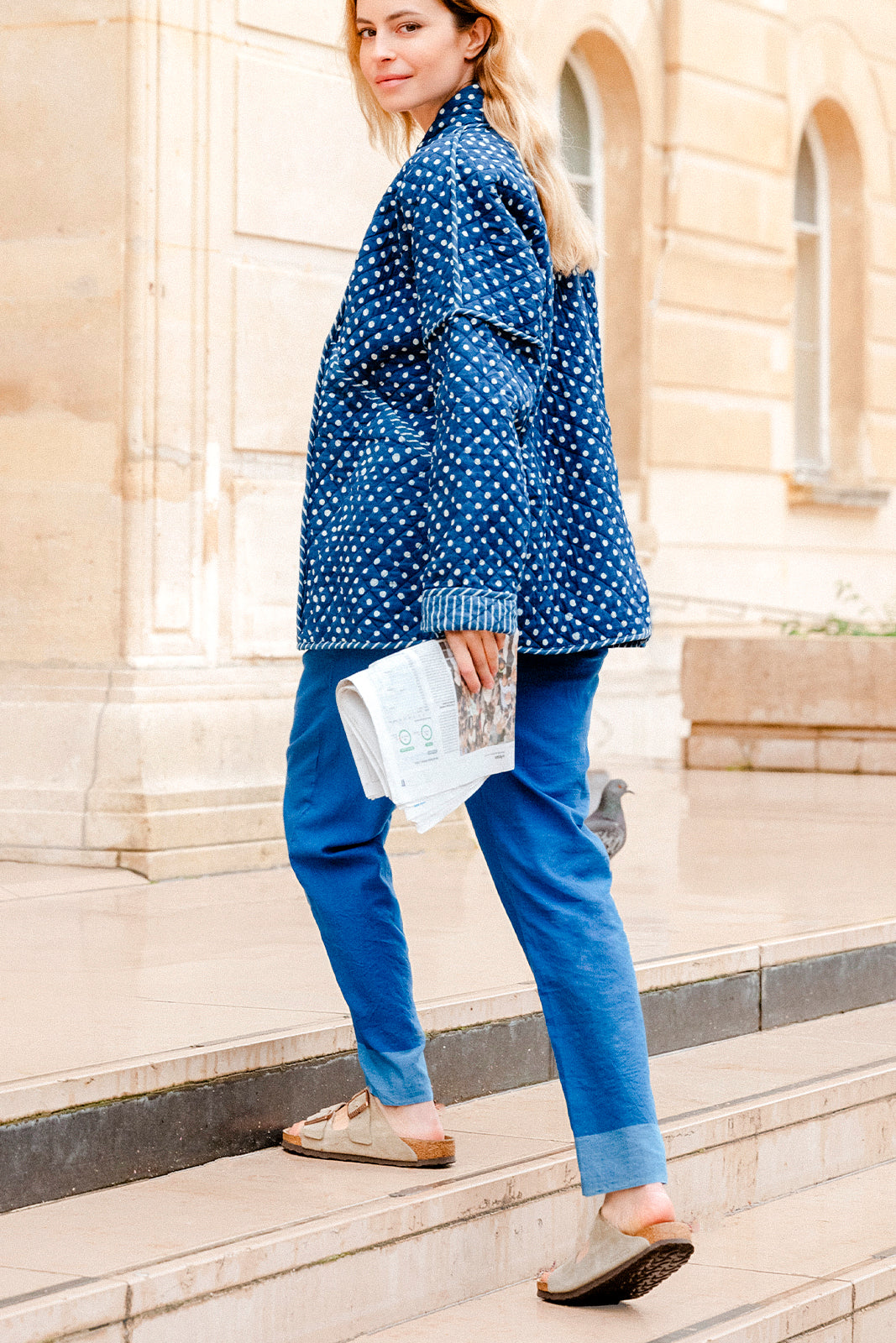 Pantalon Jamdani BLEU