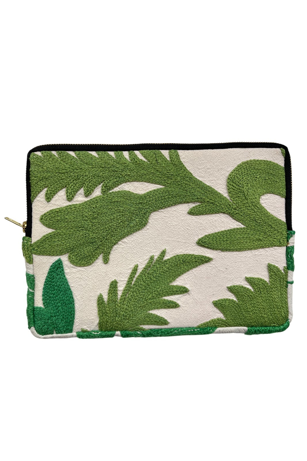 Pochette Ipad Suzani 20X28CM FEUILLAGE VERT