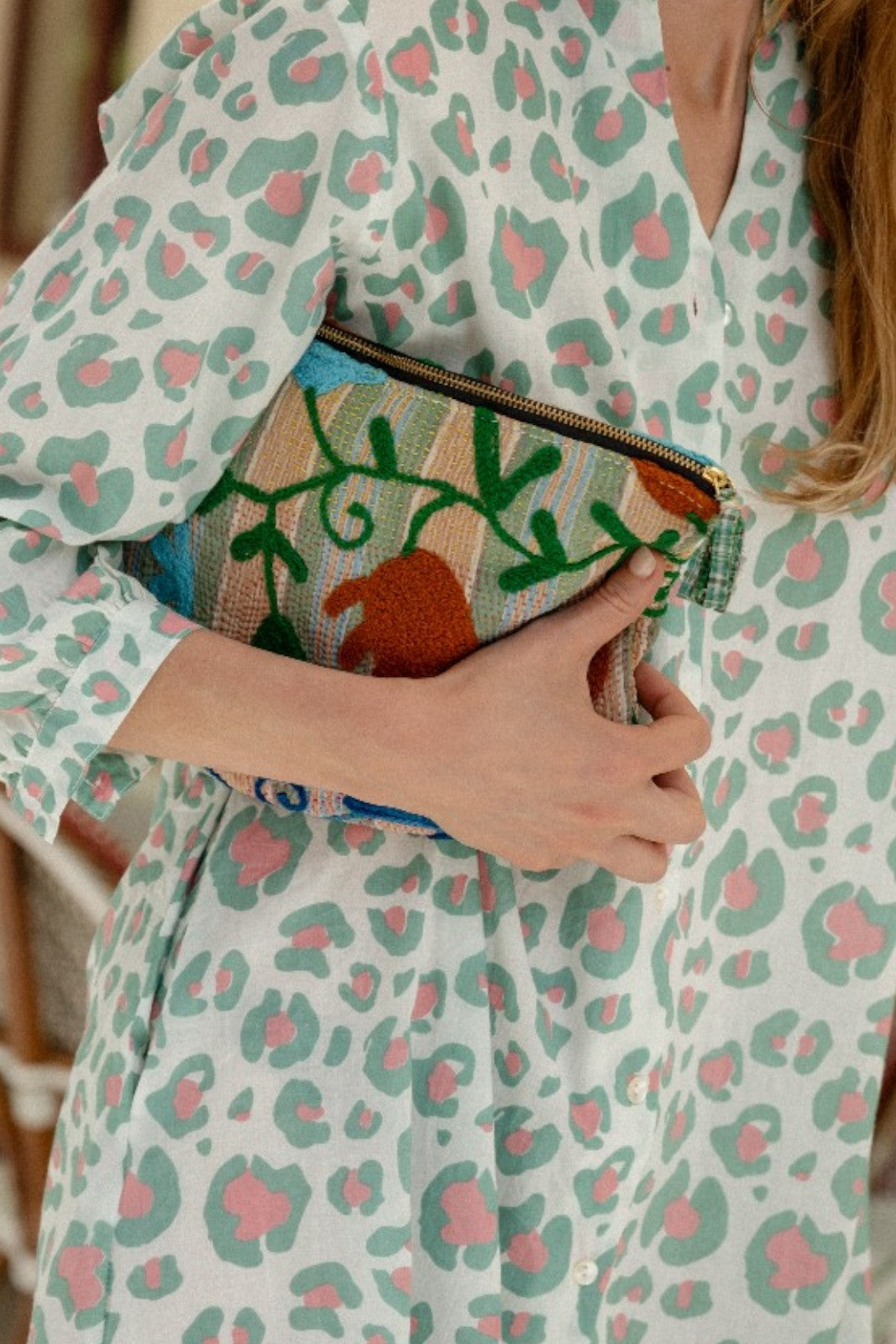 Pochette Kantha Brodé RAYURES