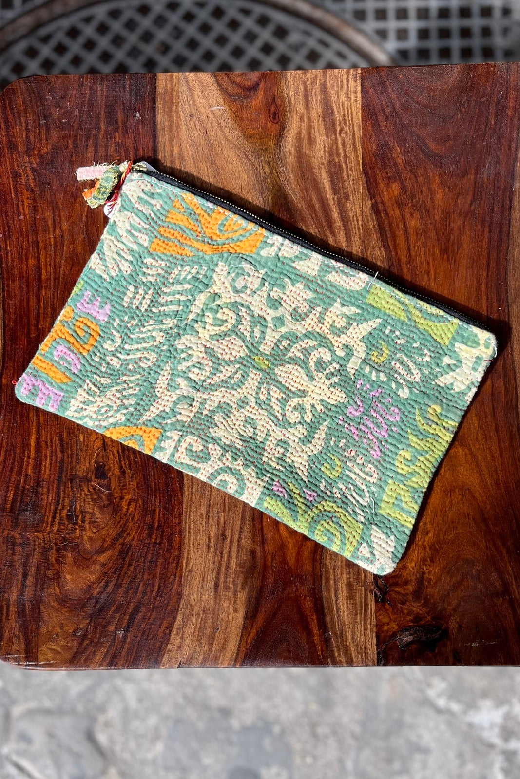 Pochette M Kantha Bengale VINTEJ VERT