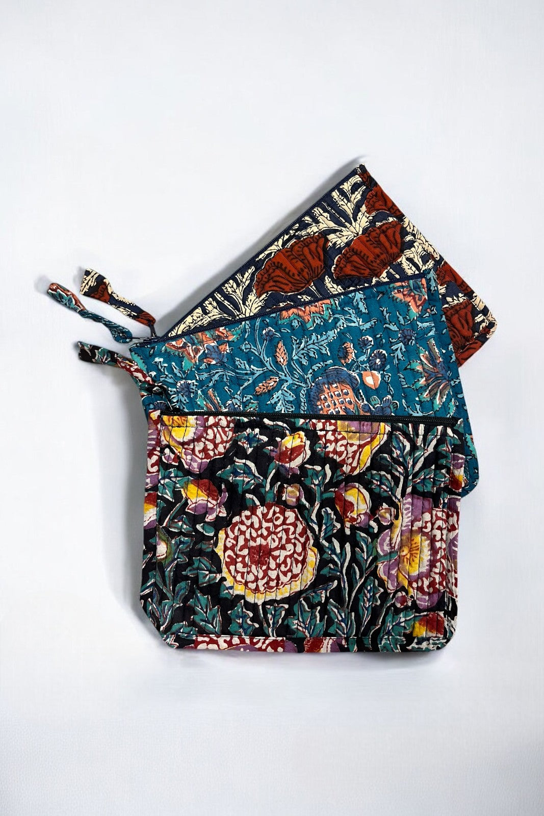 pochette matelassee block prin coton indien