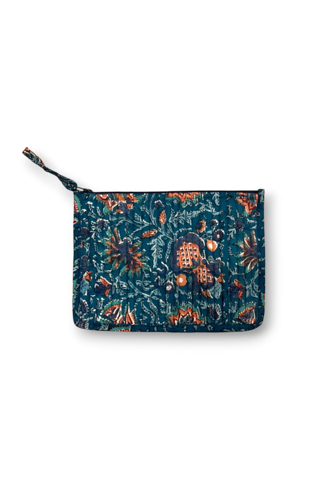 Pochette Matelassée Block Print TURQUOISE