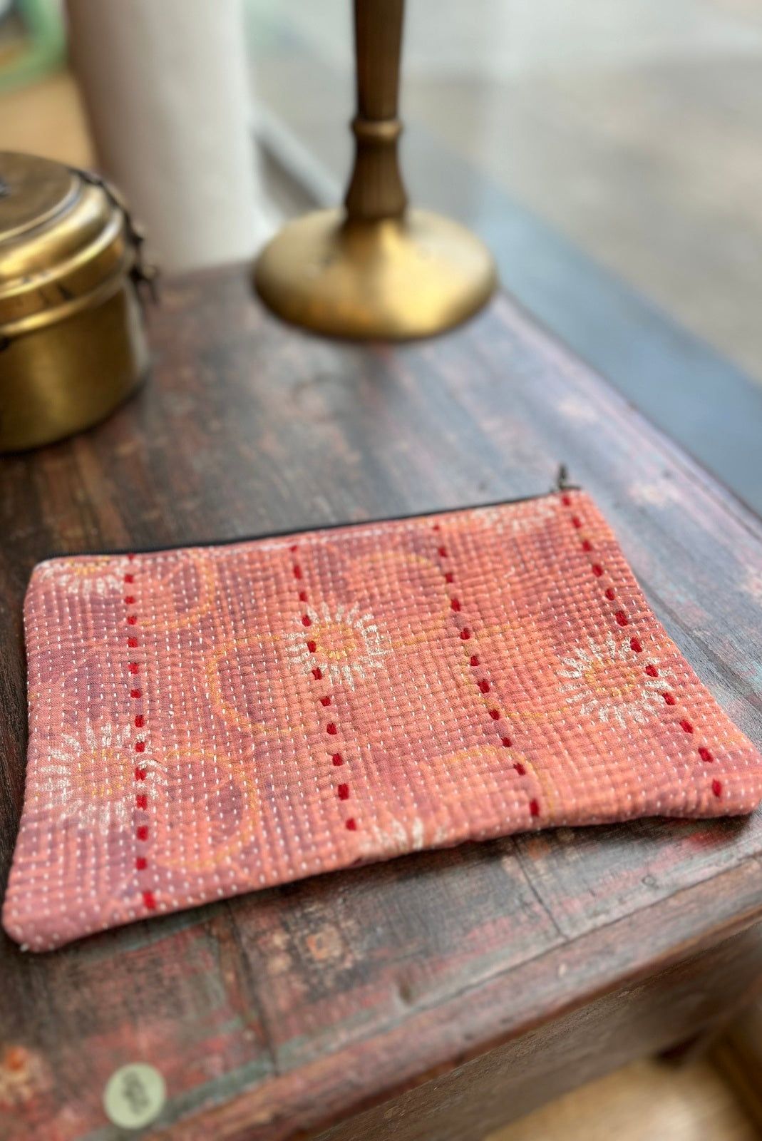 Pochette S Fourre-tout Kantha Bengale PASTEL