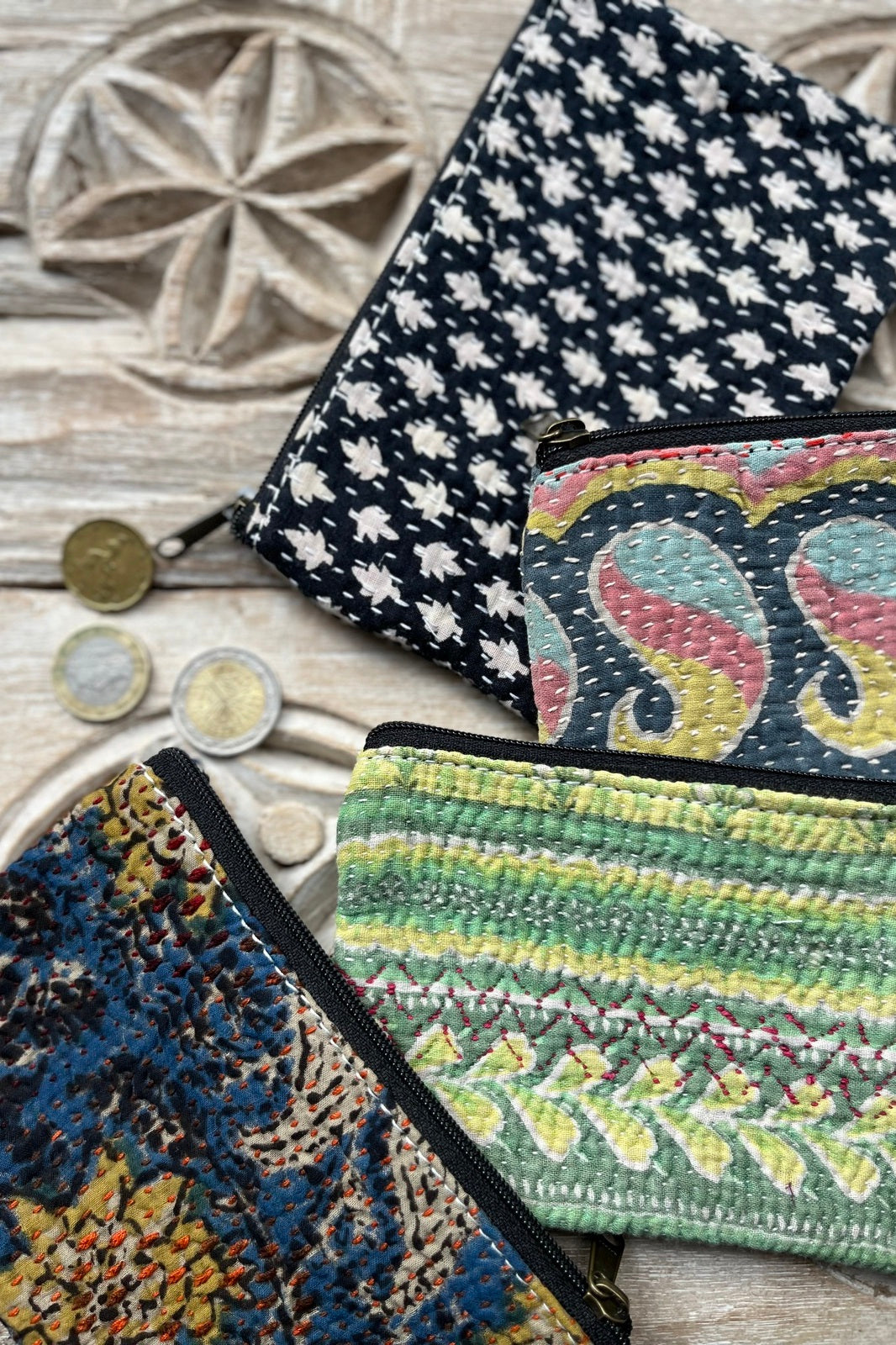 porte monnaie kantha coton indien kantha