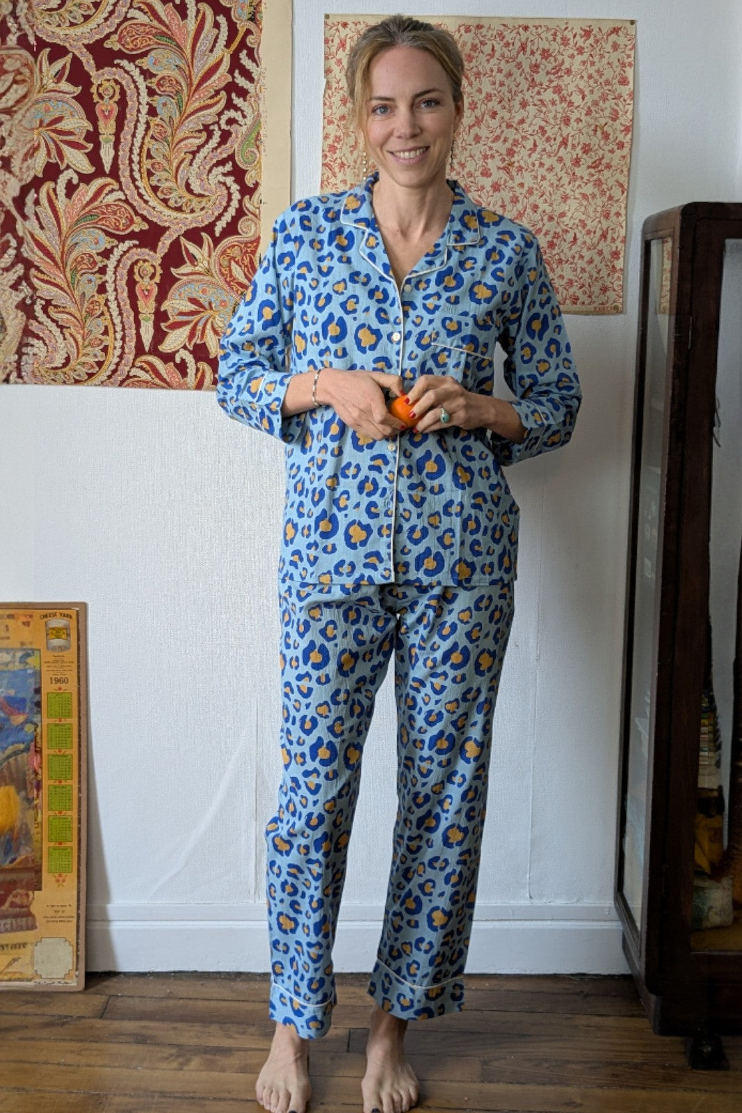 pyjama mandu leopard coton indien