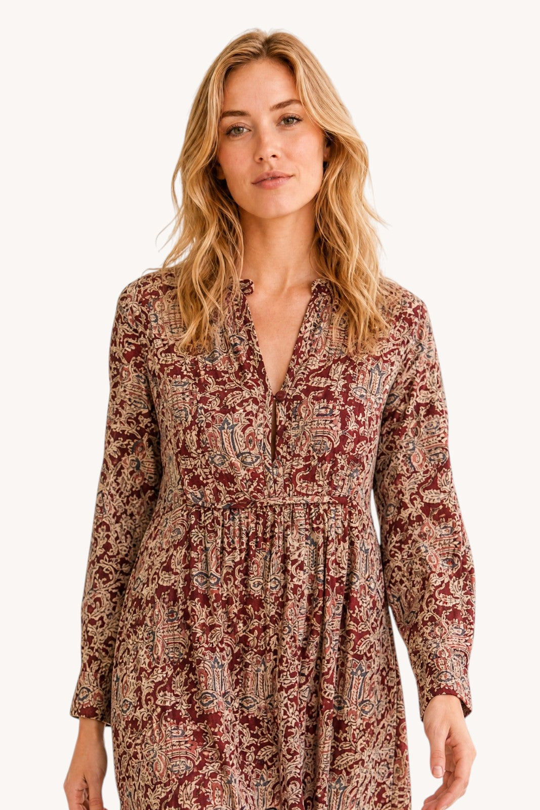 Robe Longue Yoke T3 BORDEAUX