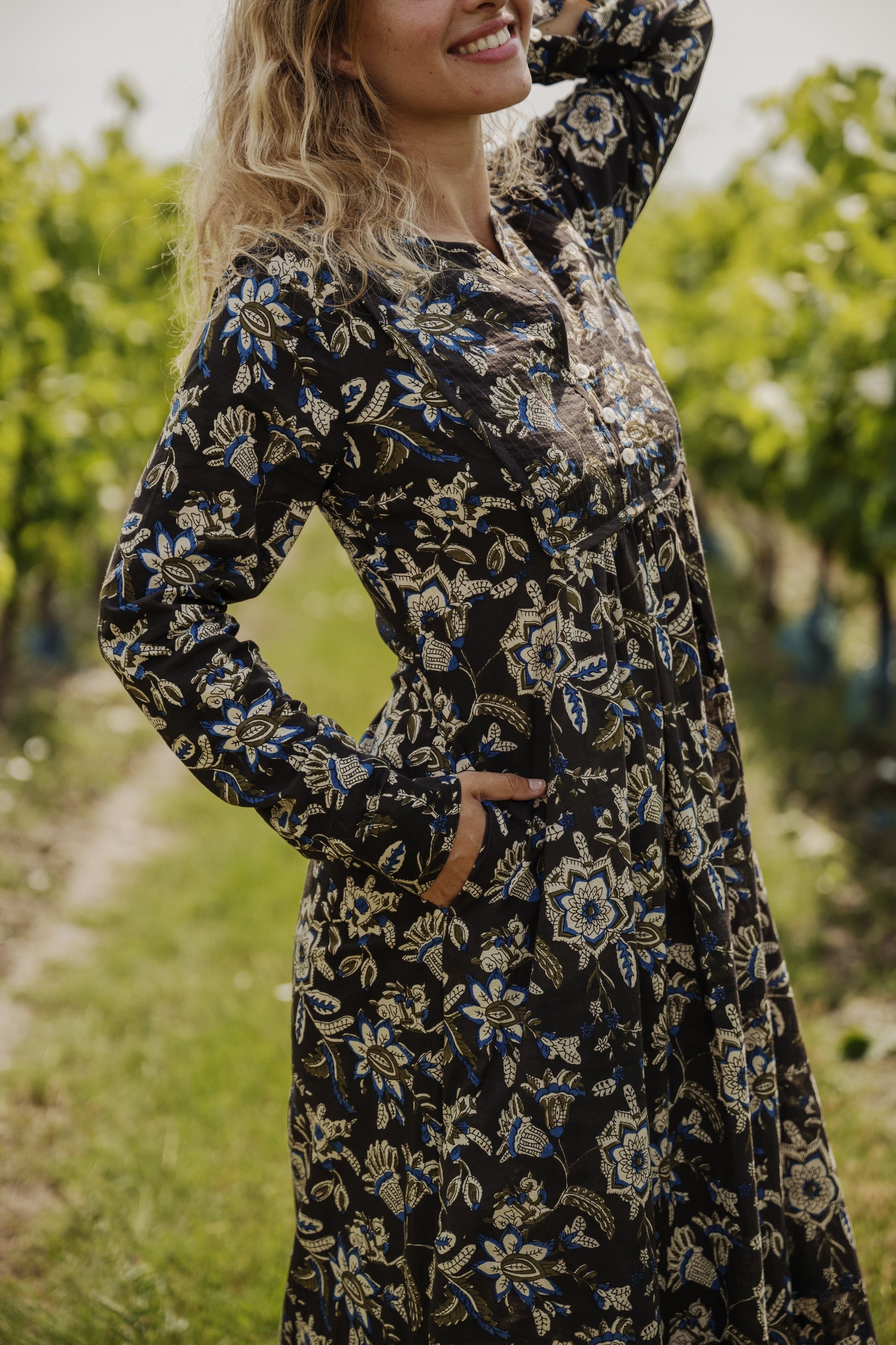 robe longue yoke coton indien