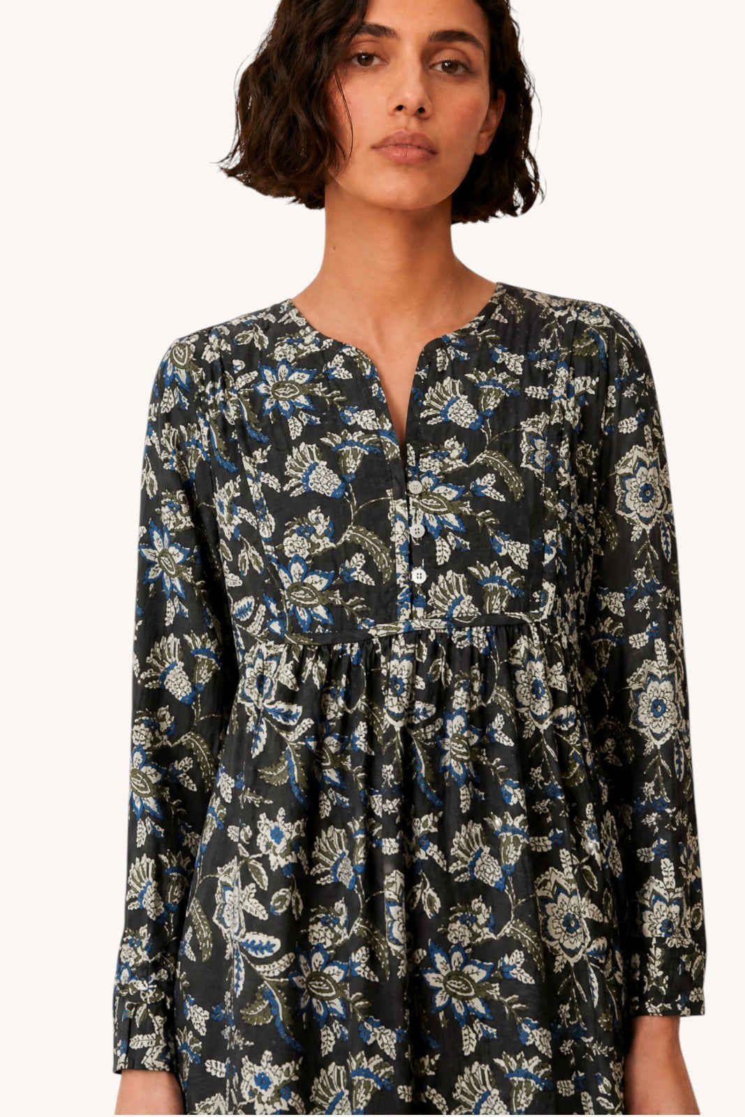Robe Longue Yoke HIBISCUS KAKI