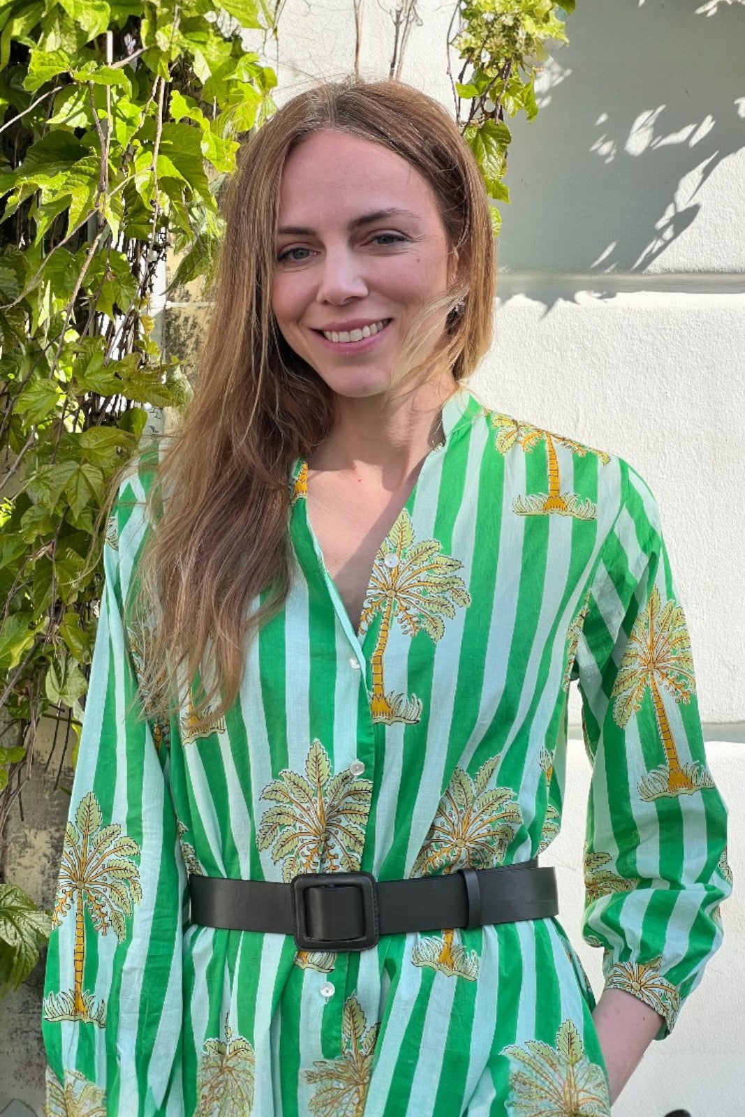 Robe Mandu PALM STRIPES VERT