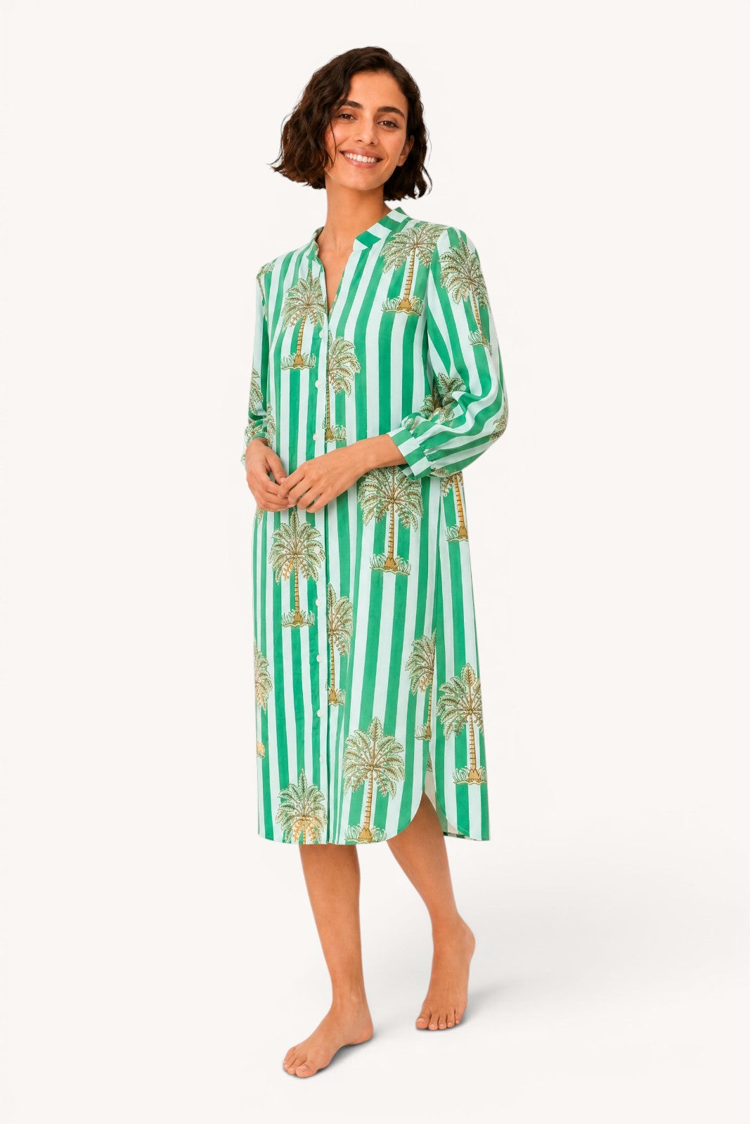 Robe Mandu PALM STRIPES VERT