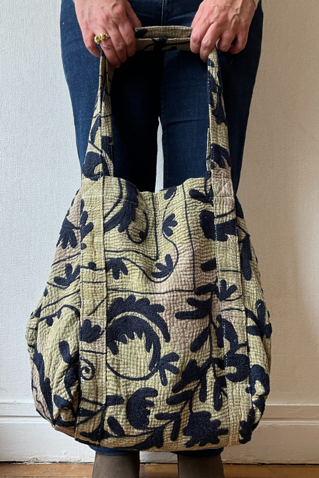 Sac cabas brodé BICOLOR