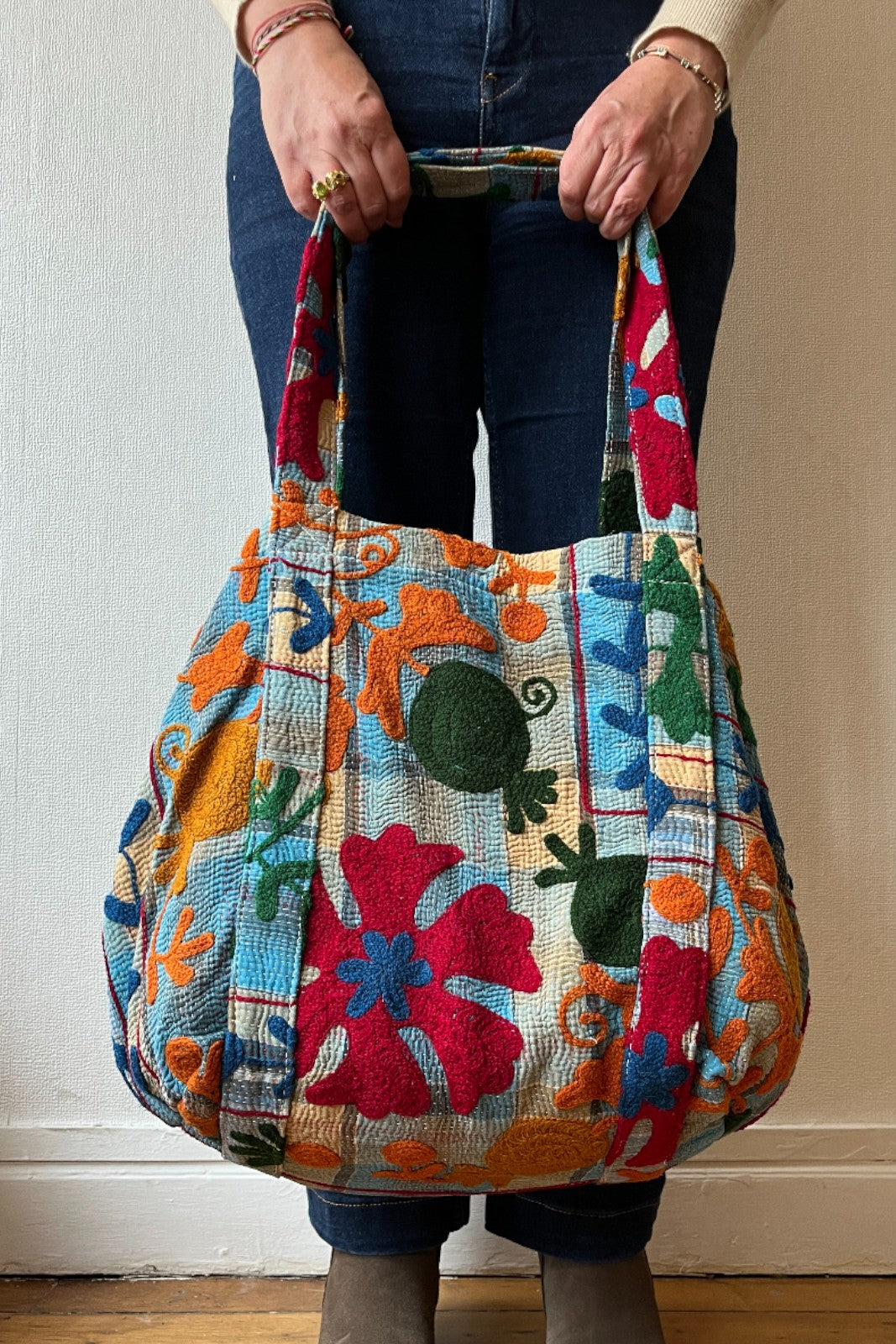 Sac cabas brodé FLEUR
